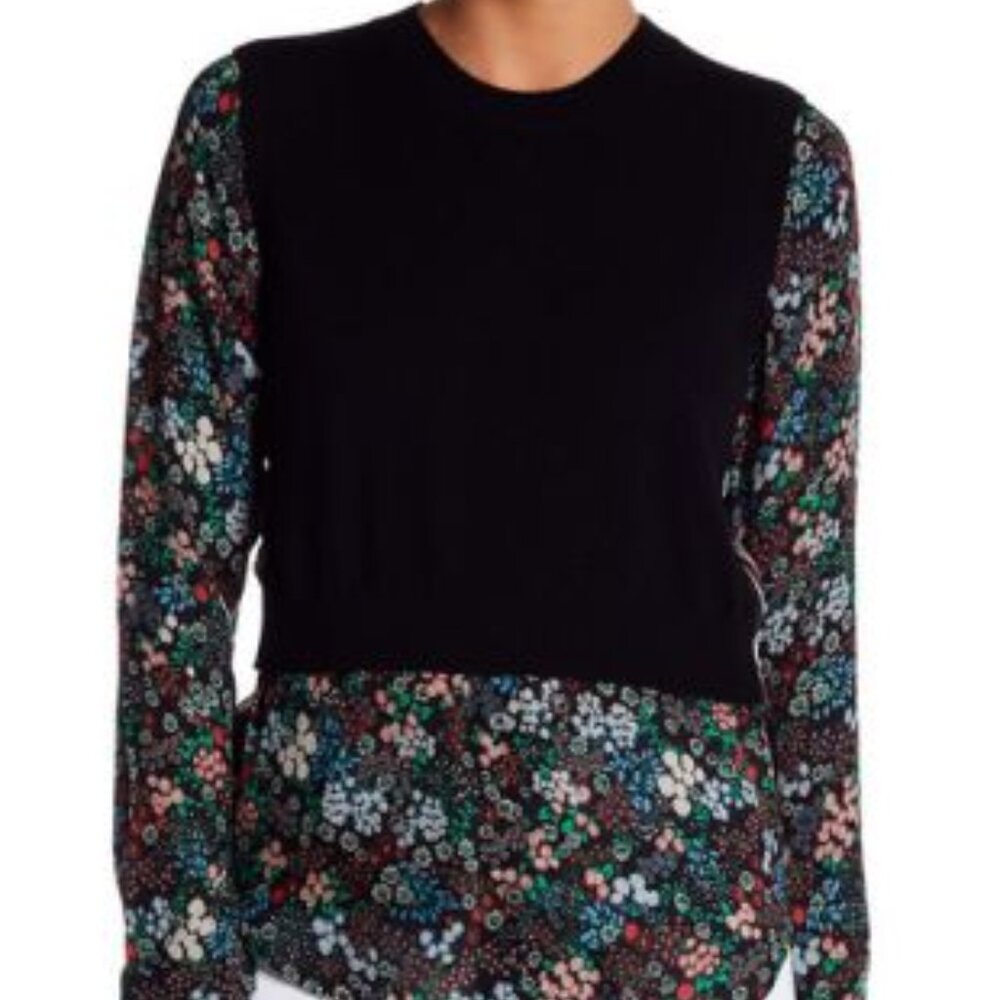 Veronica Beard Cashmere Silk Floral Print Top | Size XS